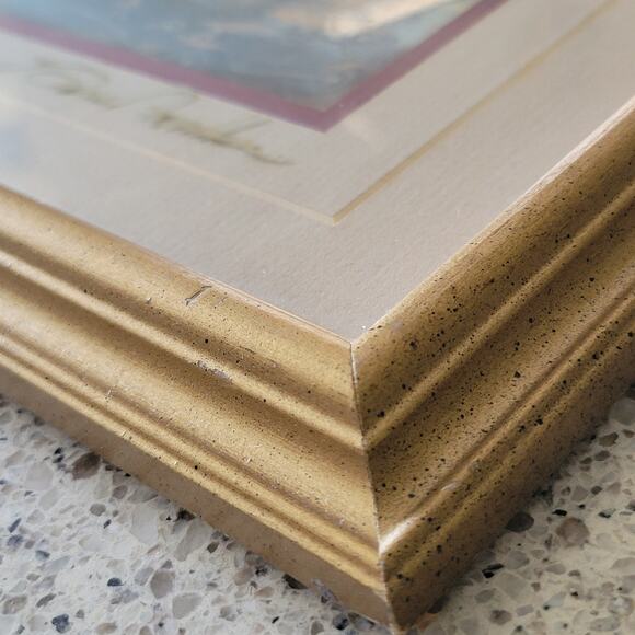 Gene Roncka Signed Frame 'Evening Light' Transfer Picture Print Gold Framed Art - Picture 9 of 12